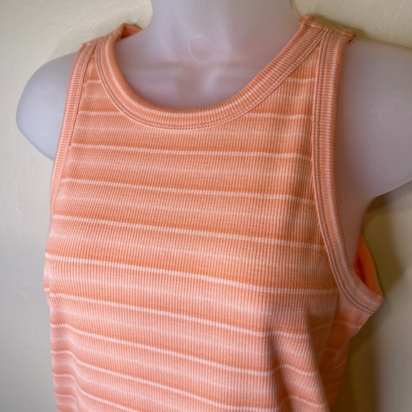 Madewell | NWT Peach Striped Ribbed Slim Fitted Basic Comfy Classic Tank Top - Picture 7 of 10